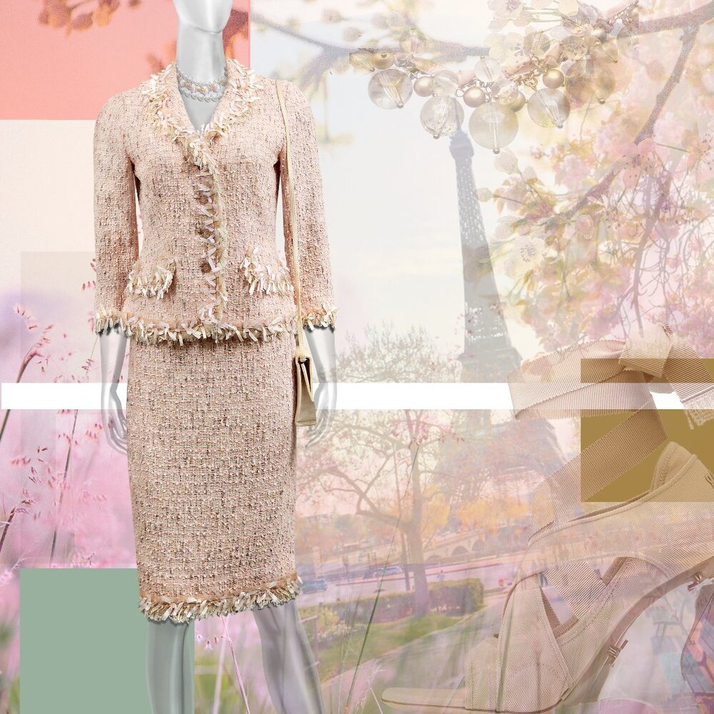SKIRT-SUIT Pretty in Pink Chanel-Style Boucle-Tweed